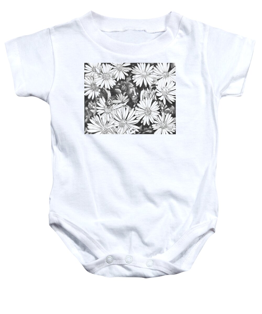 Flowers Baby Onesie featuring the painting Wildflowers and Honey Bee by Kim Hunter
