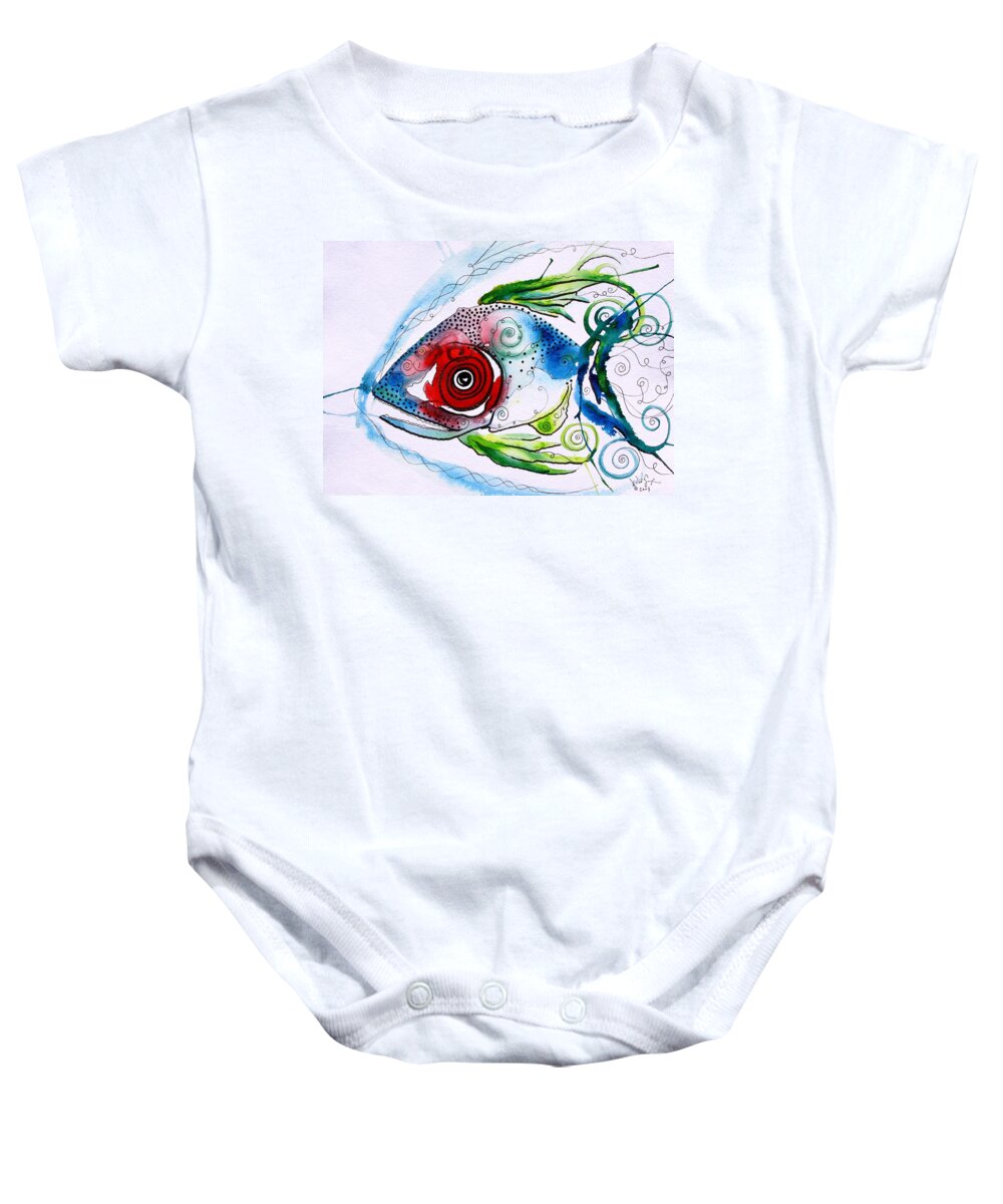 Paintings Baby Onesie featuring the painting WTFish 001 by J Vincent Scarpace
