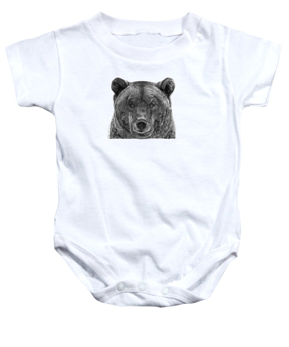 Pencil Baby Onesie featuring the drawing 045 Papa Bear by Abbey Noelle