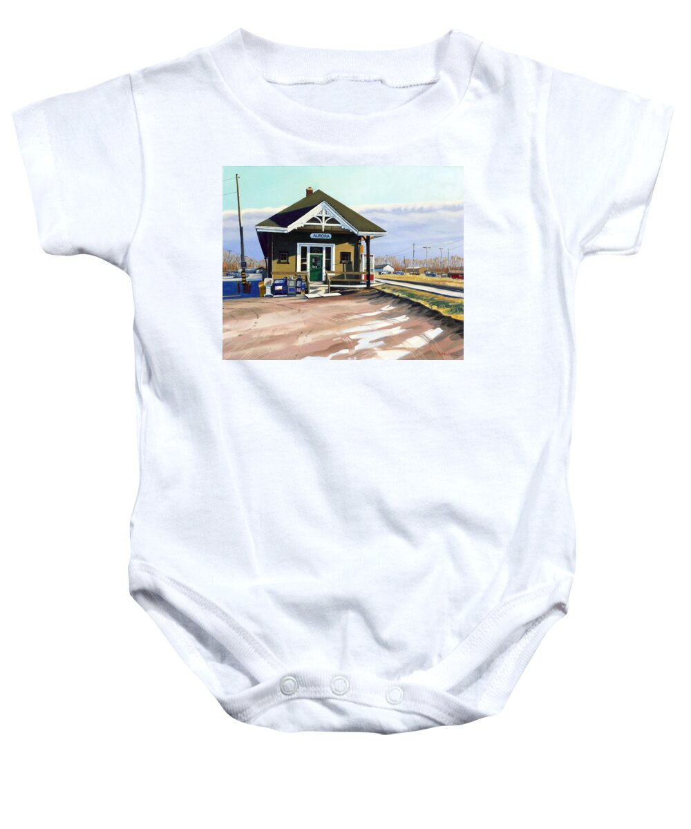 256 Baby Onesie featuring the painting Aurora A Going Concern #1 by Phil Chadwick