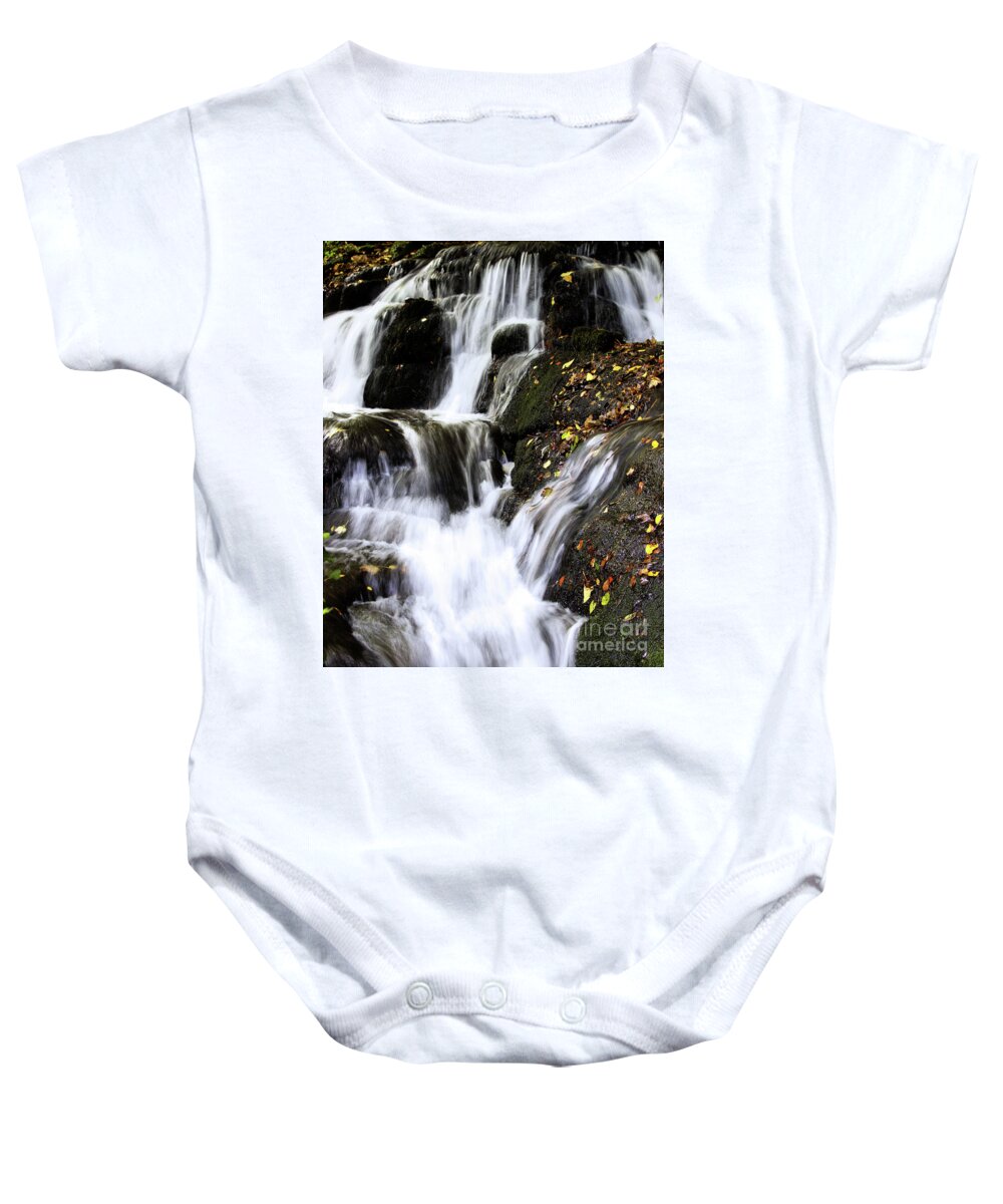 Badger Baby Onesie featuring the photograph Badger Dingle fall by Baggieoldboy