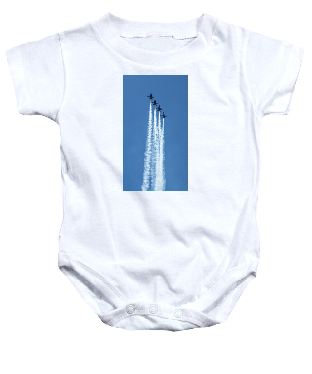 Blue Angels Baby Onesie featuring the photograph Blue Angels over Chicago Lakefront #1 by Lev Kaytsner