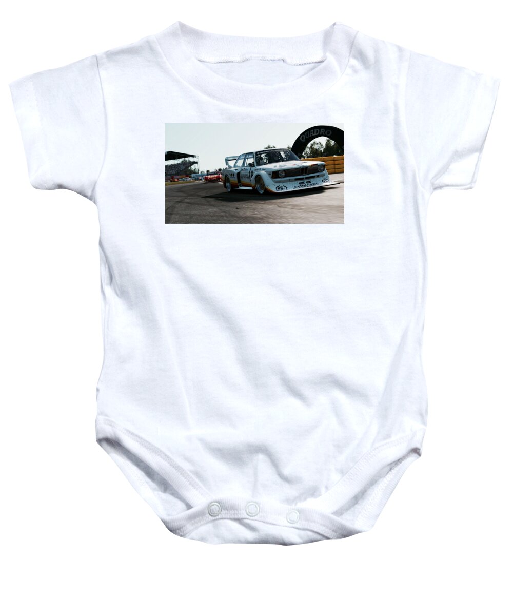 Bmw Baby Onesie featuring the photograph BMW 320 1978 Silverstone - 07 #1 by AM FineArtPrints