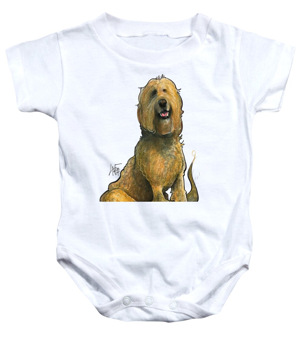 Golden Doodle Baby Onesie featuring the drawing Grand 3171 by Canine Caricatures By John LaFree