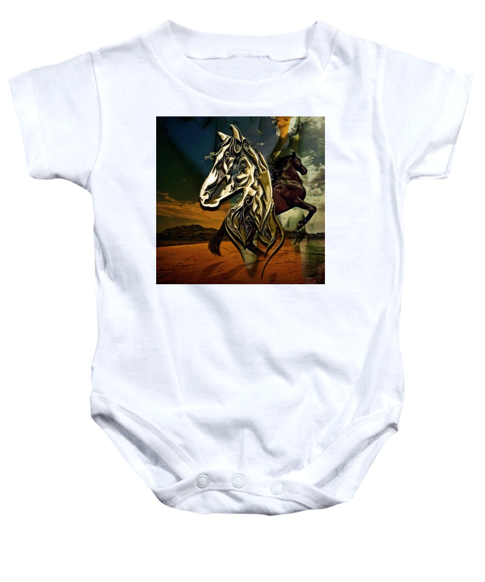 Horse Baby Onesie featuring the mixed media Horse art Collection #1 by Marvin Blaine