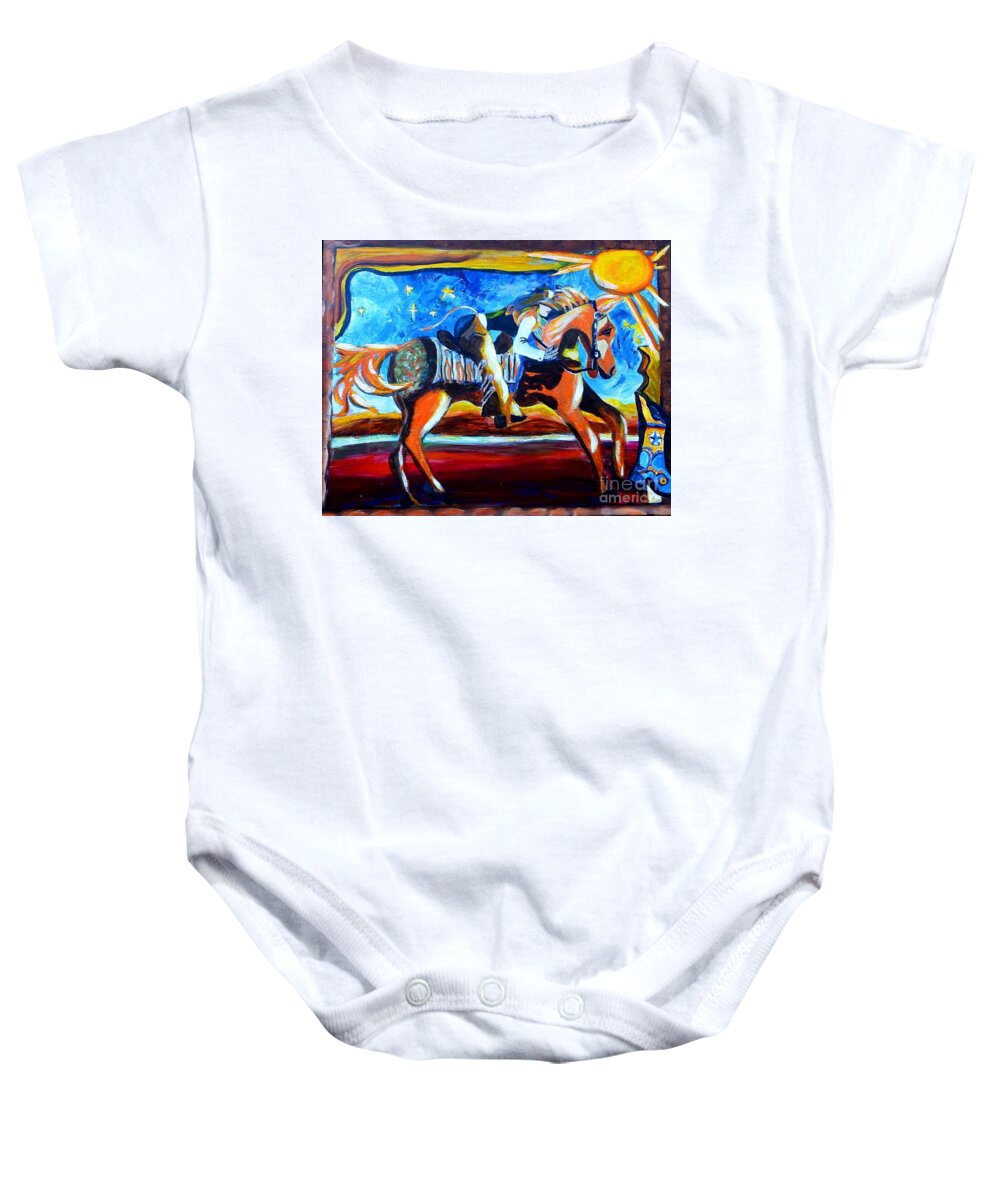 Horse Baby Onesie featuring the painting Horse Whisperer #1 by Jayne Kerr