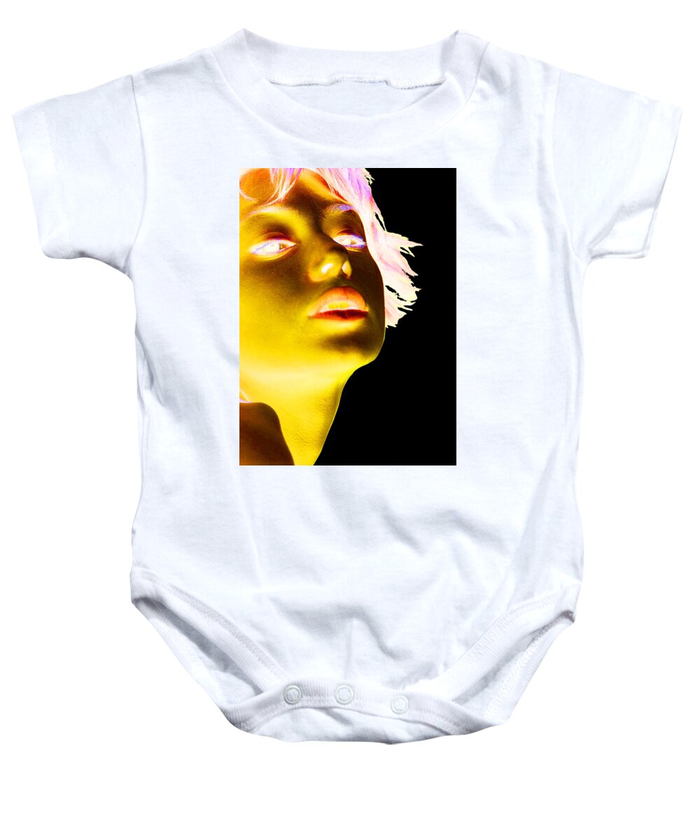 'visual Art Pop' Collection By Serge Averbukh Baby Onesie featuring the photograph Inverted Realities - Yellow #1 by Serge Averbukh