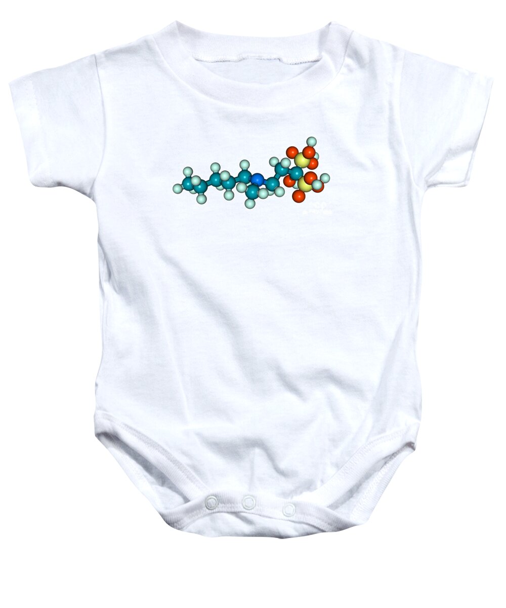 Science Baby Onesie featuring the photograph Molecular Model Of Ibandronic Acid #1 by Scimat