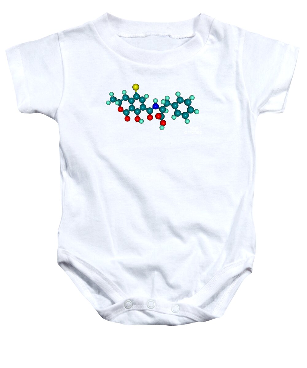 Science Baby Onesie featuring the photograph Molecular Model Of Ochratoxin A #1 by Scimat