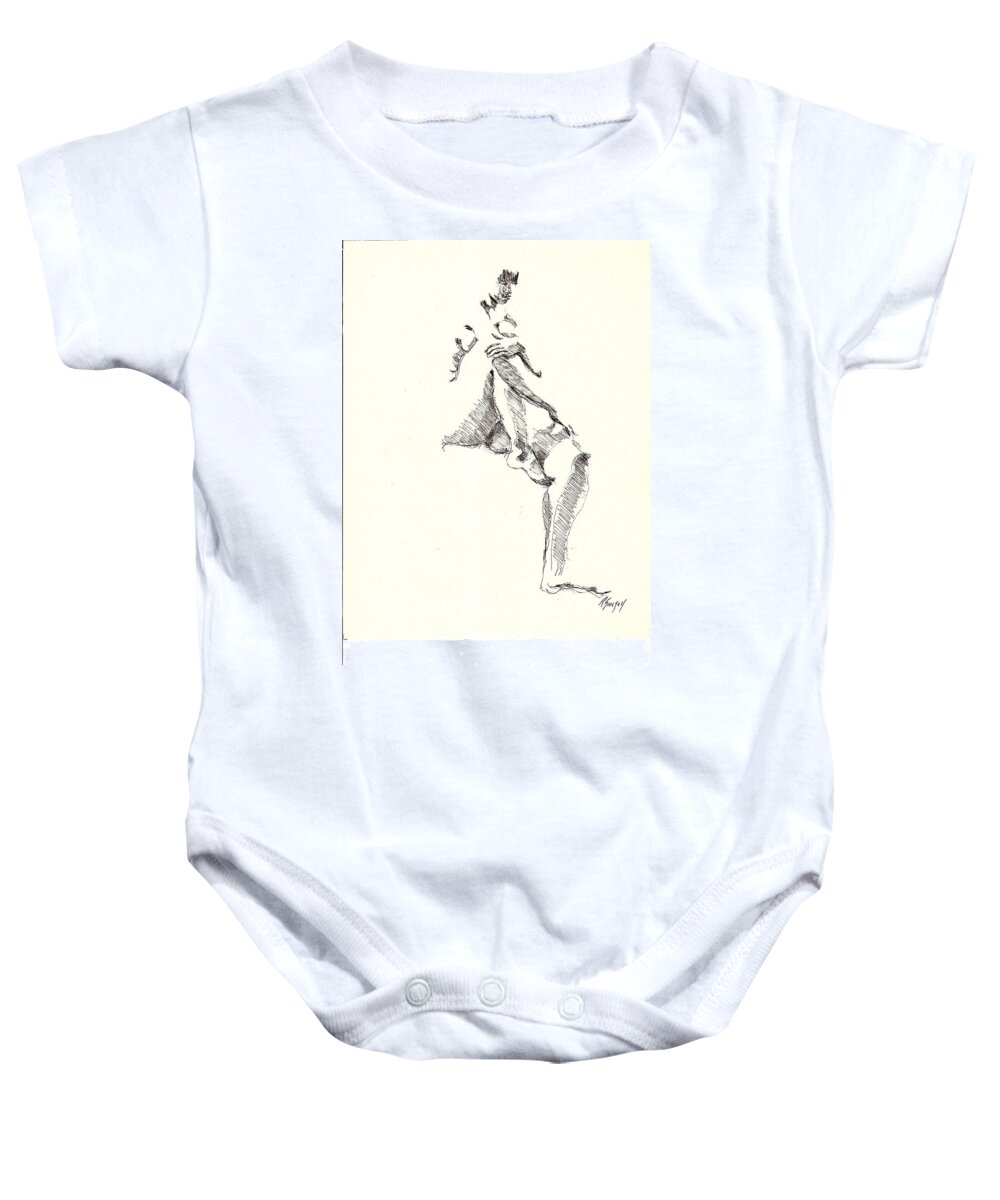 Nude Baby Onesie featuring the drawing Nude Four #1 by R Allen Swezey