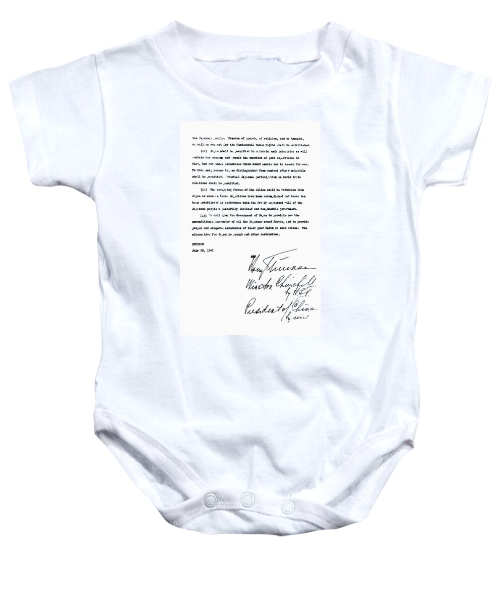 1945 Baby Onesie featuring the photograph Potsdam Proclamation, 1945 #1 by Granger