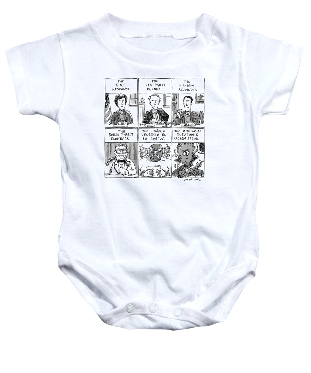 Cartoon Of The Day Baby Onesie featuring the drawing State of the Union Responses #1 by Joe Dator