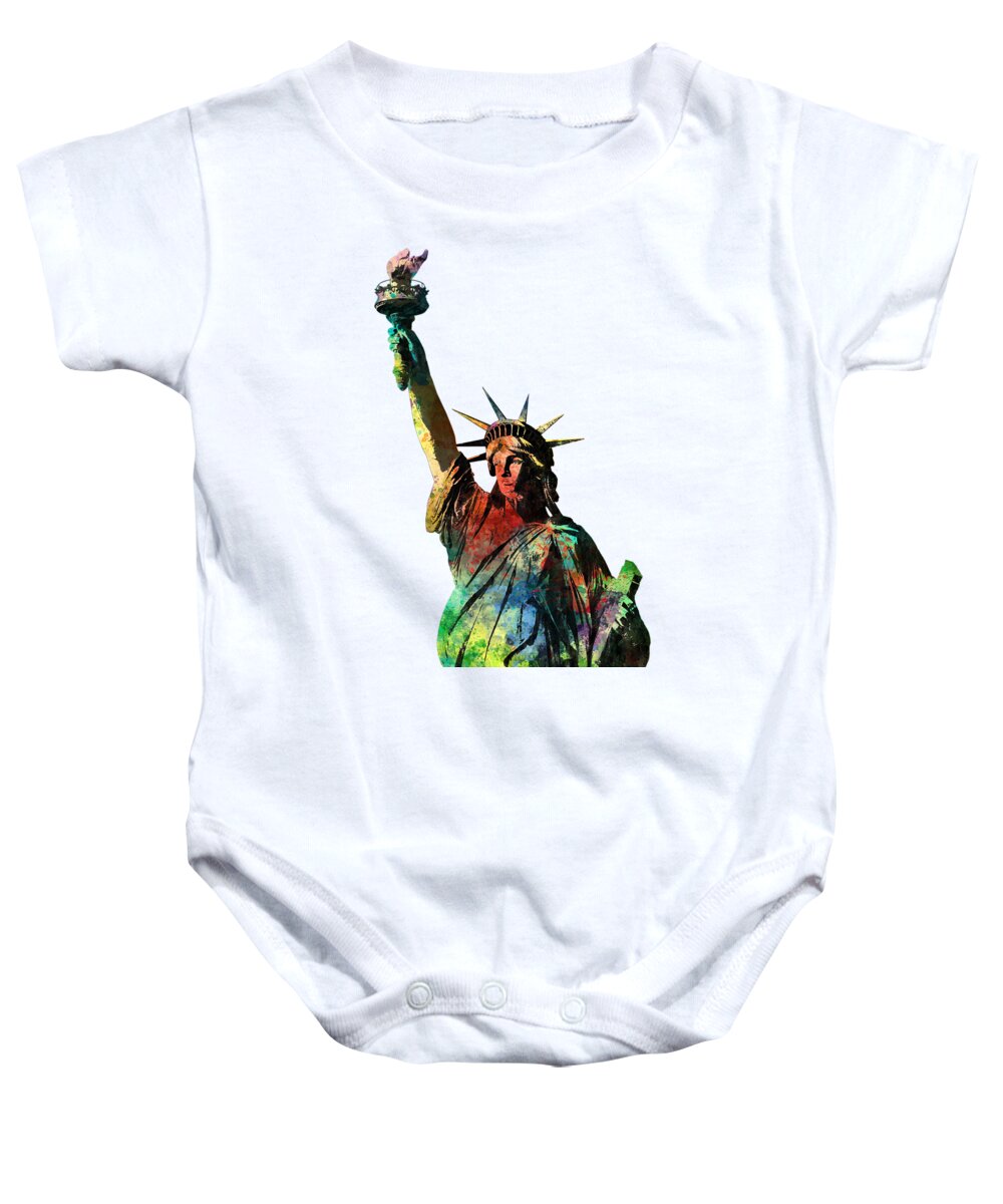 Statue Of Liberty Baby Onesie featuring the digital art Statue of Liberty #1 by Marlene Watson