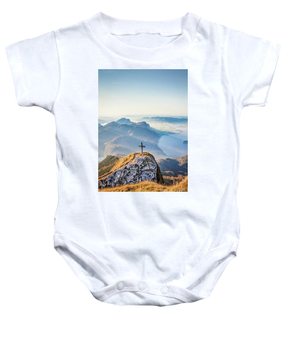 Alpine Baby Onesie featuring the photograph Sunset in Austria #4 by JR Photography