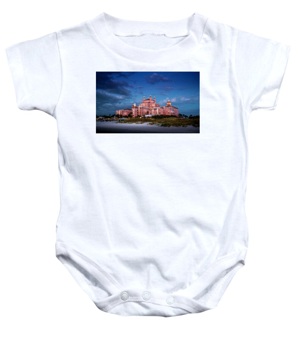 Scenic Baby Onesie featuring the photograph The Don Cesar Resort #2 by Marvin Spates