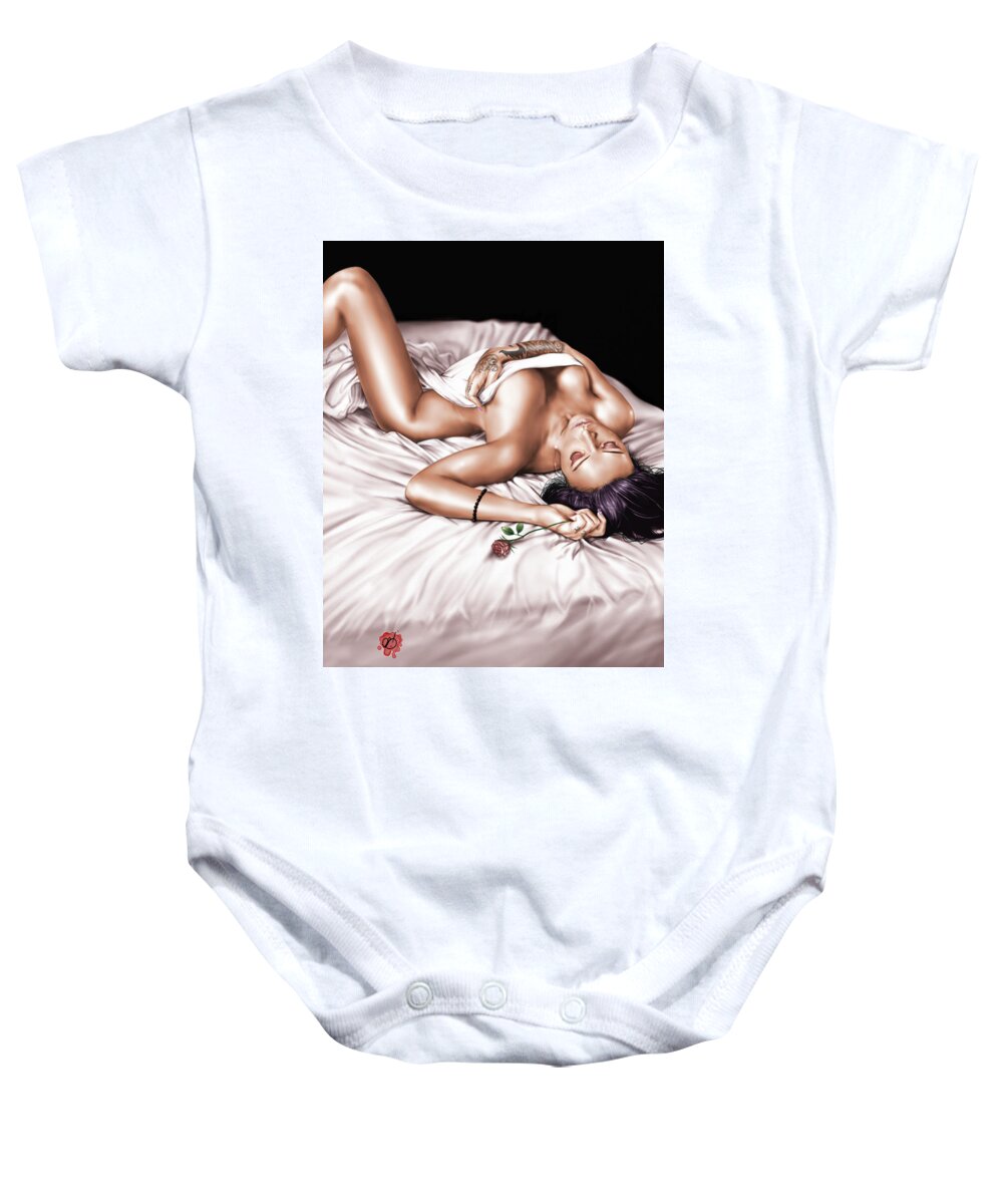 Pete Baby Onesie featuring the painting The Rose #1 by Pete Tapang