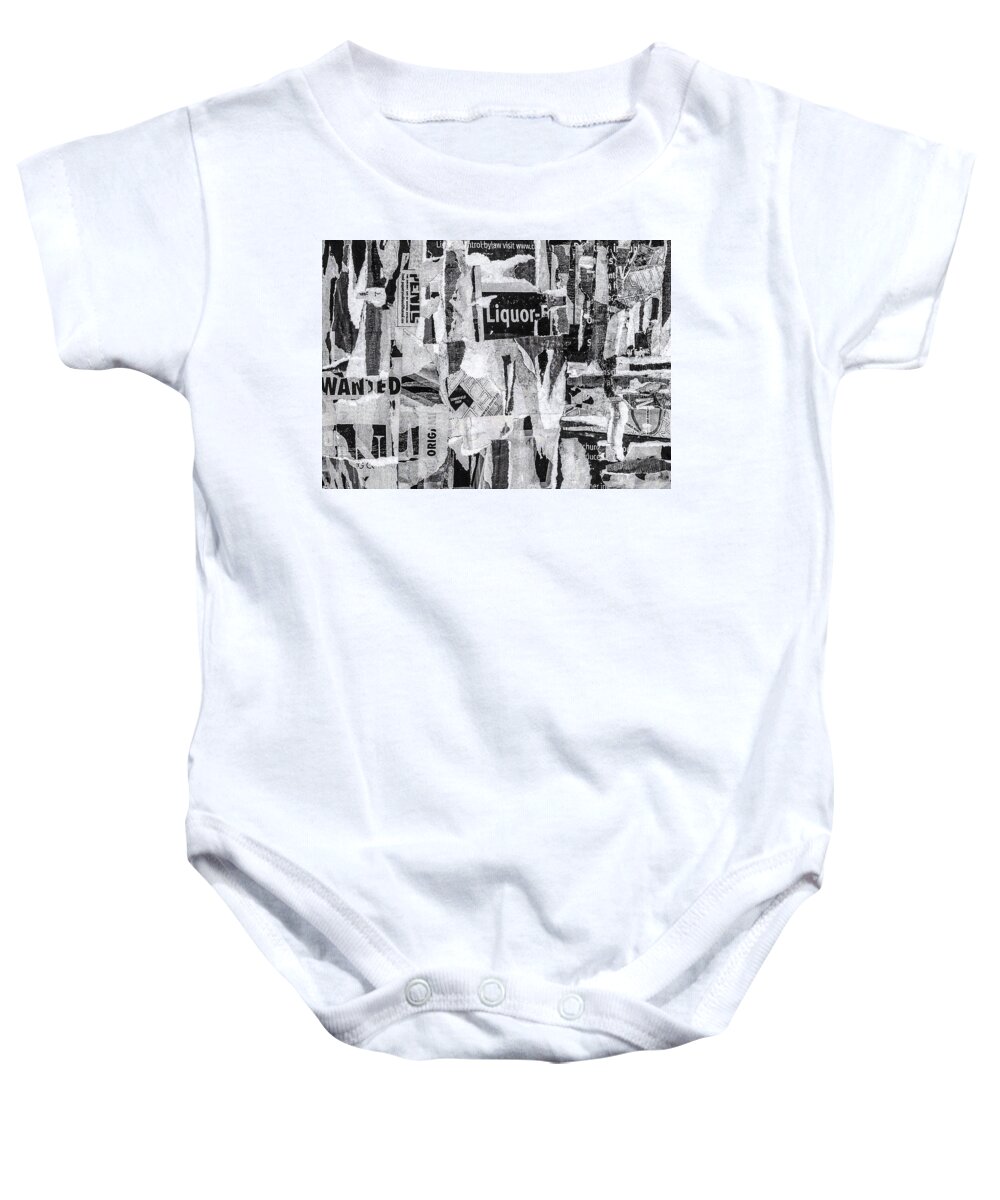 Urban Baby Onesie featuring the mixed media Wanted #1 by Roseanne Jones