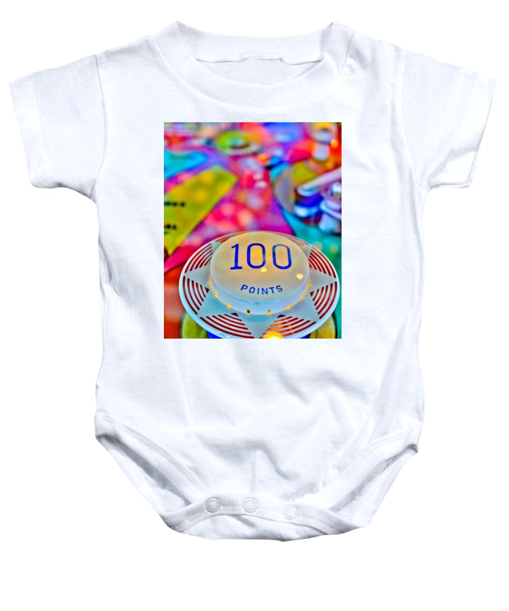 Pinball Baby Onesie featuring the photograph 100 Points - Pinball by Colleen Kammerer