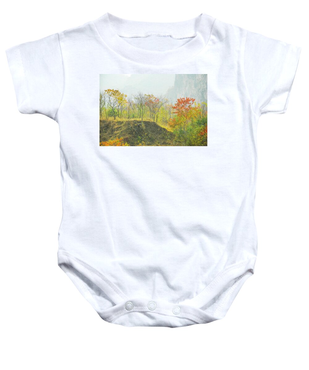 Red Baby Onesie featuring the photograph The colorful autumn scenery #18 by Carl Ning