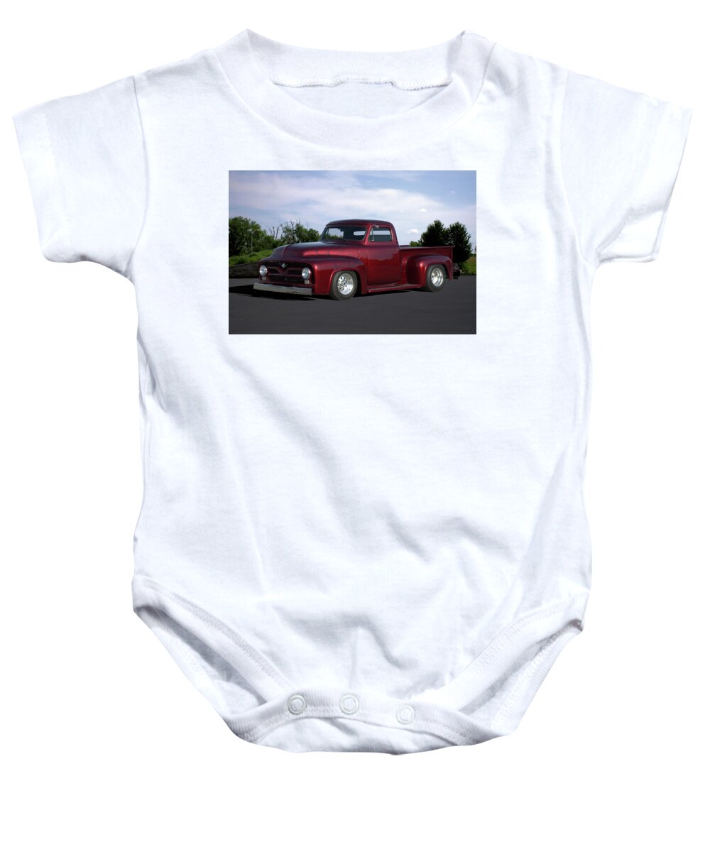 1955 Baby Onesie featuring the photograph 1955 Ford Pickup by Tim McCullough