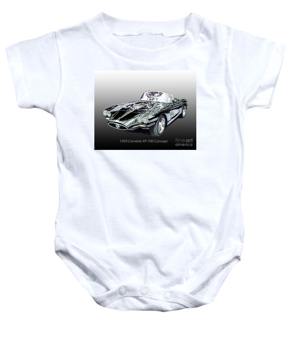 Survived Being Crushed Baby Onesie featuring the painting 1959 Corvette X P 700 Concept by Jack Pumphrey