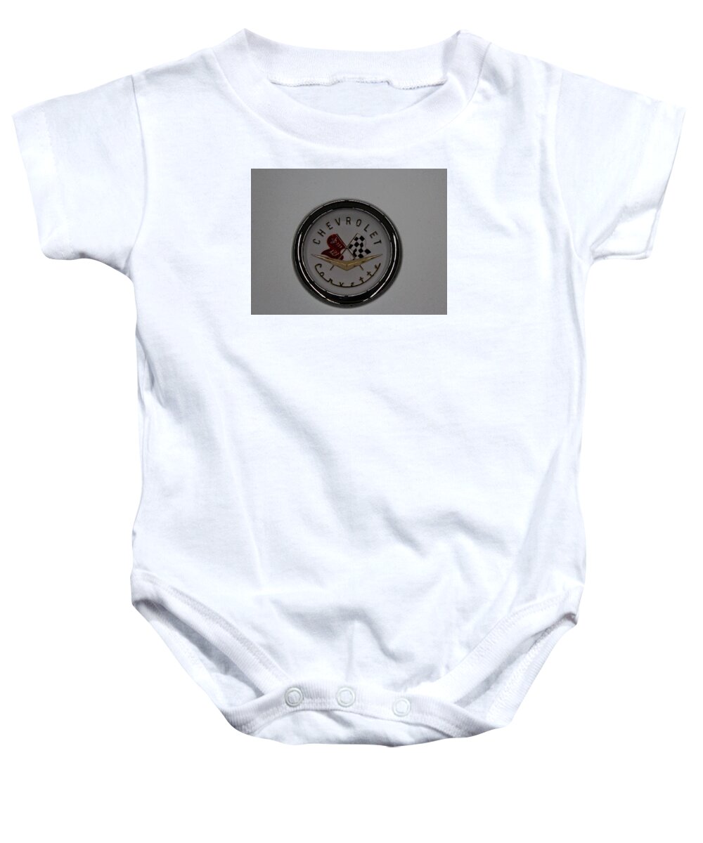 Chevrolet Baby Onesie featuring the photograph 1966 Corvette Emblem by DB Hayes