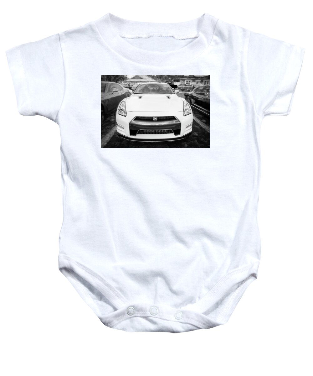 2013 Nissan Gtr Baby Onesie featuring the photograph 2013 Nissan GT R BW by Rich Franco