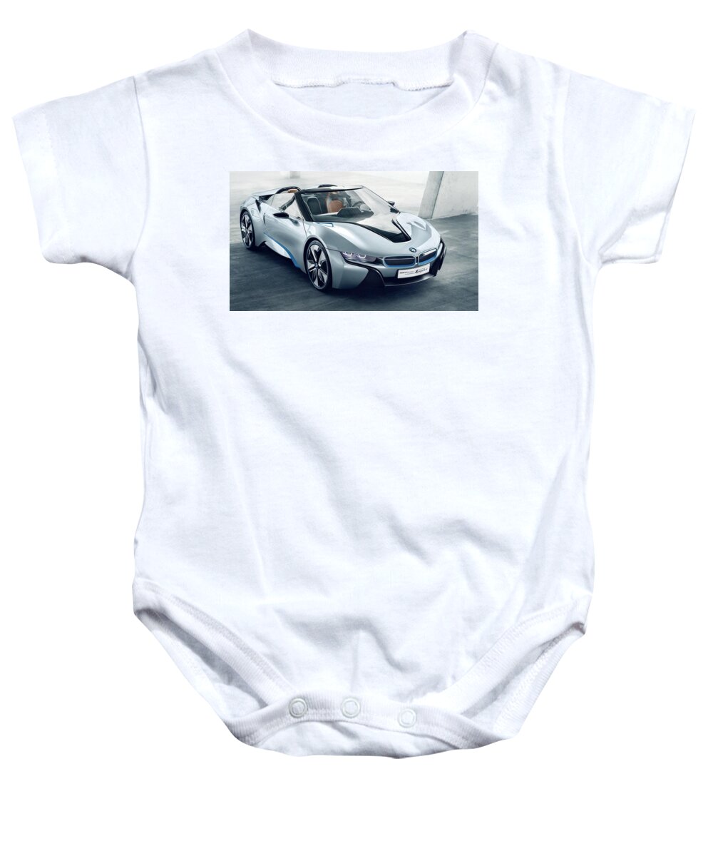 Bmw I8 Concept Spyder Baby Onesie featuring the photograph BMW i8 Concept Spyder #2 by Jackie Russo