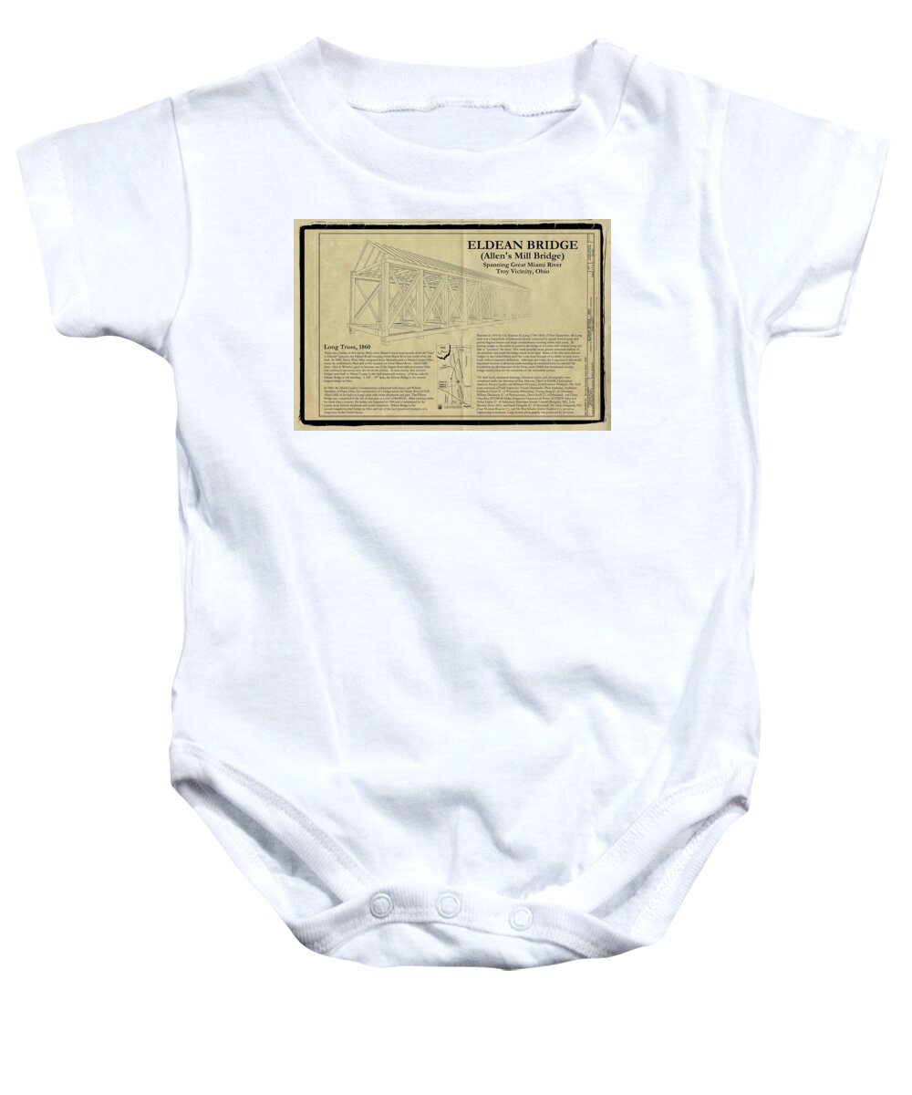 Allens Mill Baby Onesie featuring the photograph Eldean Covered Bridge #3 by Jack R Perry
