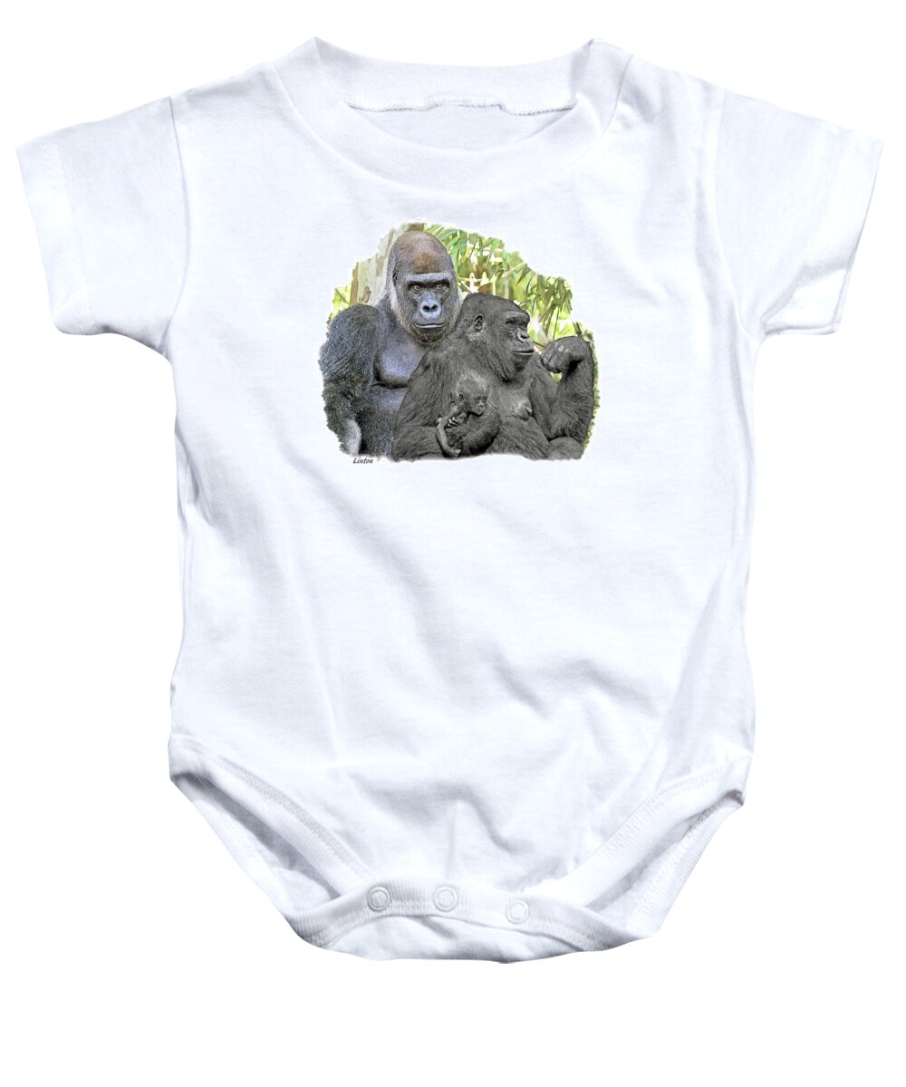 Gorilla Baby Onesie featuring the digital art Family Portrait by Larry Linton