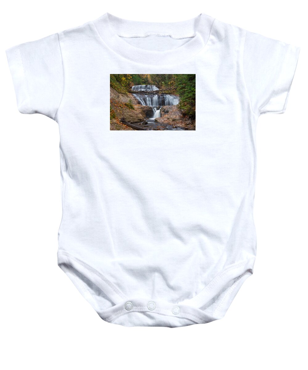 Pictured Rocks National Lakeshore Baby Onesie featuring the photograph Sable Falls #2 by Gary McCormick