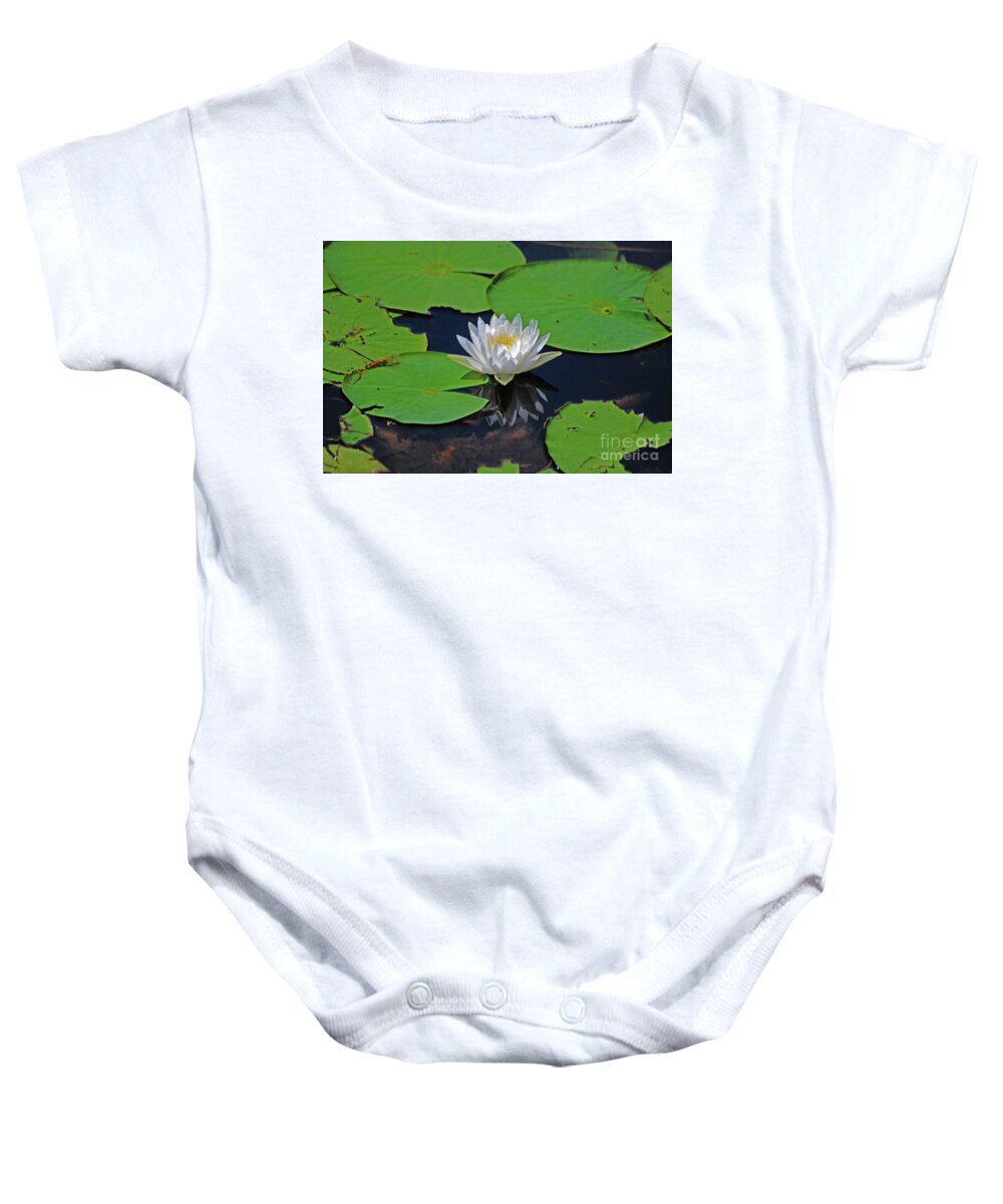 White Water Lily Baby Onesie featuring the photograph 2- White Water Lily by Joseph Keane