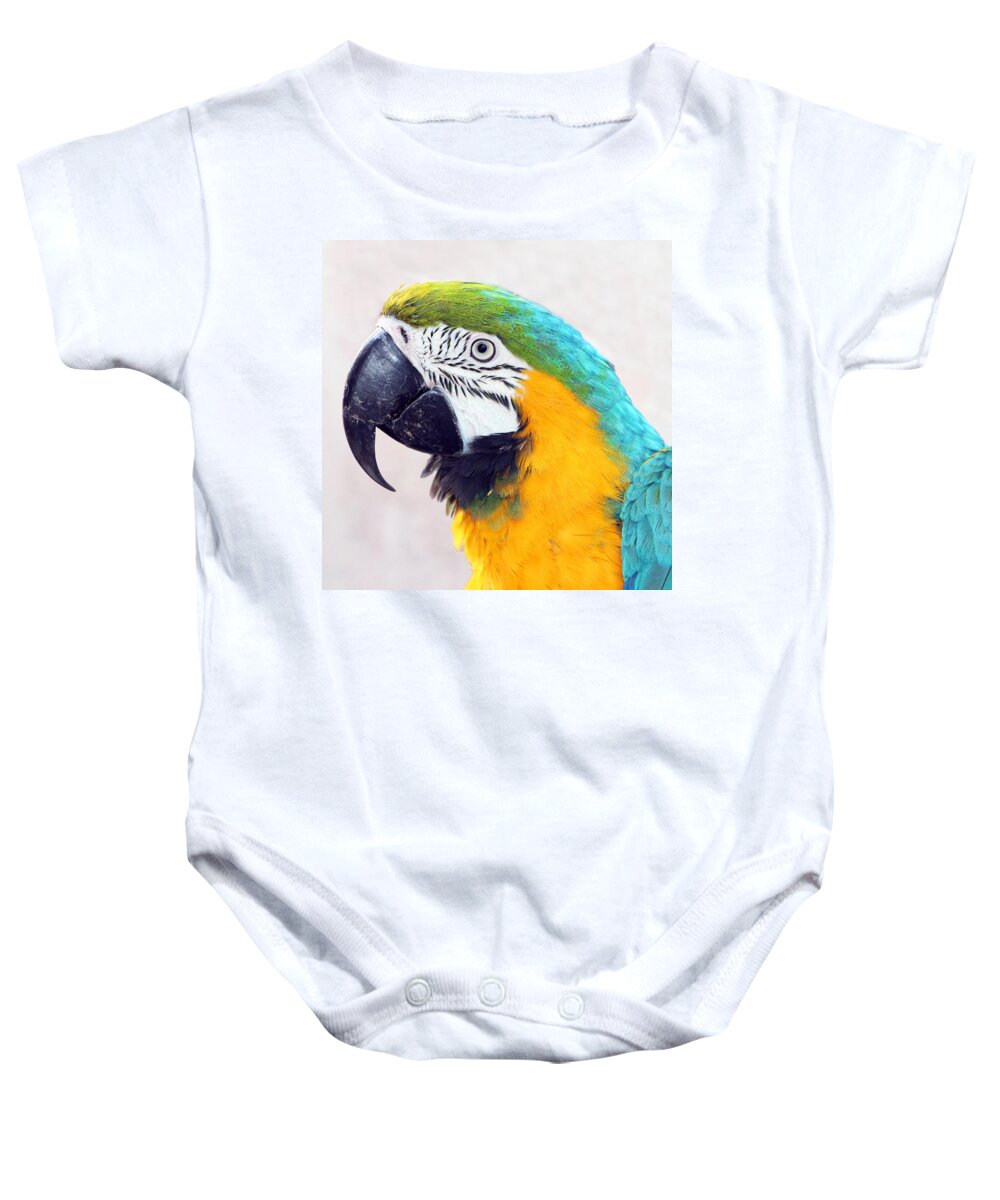 Parrot Baby Onesie featuring the photograph Yellow and Blue #1 by Munir Alawi
