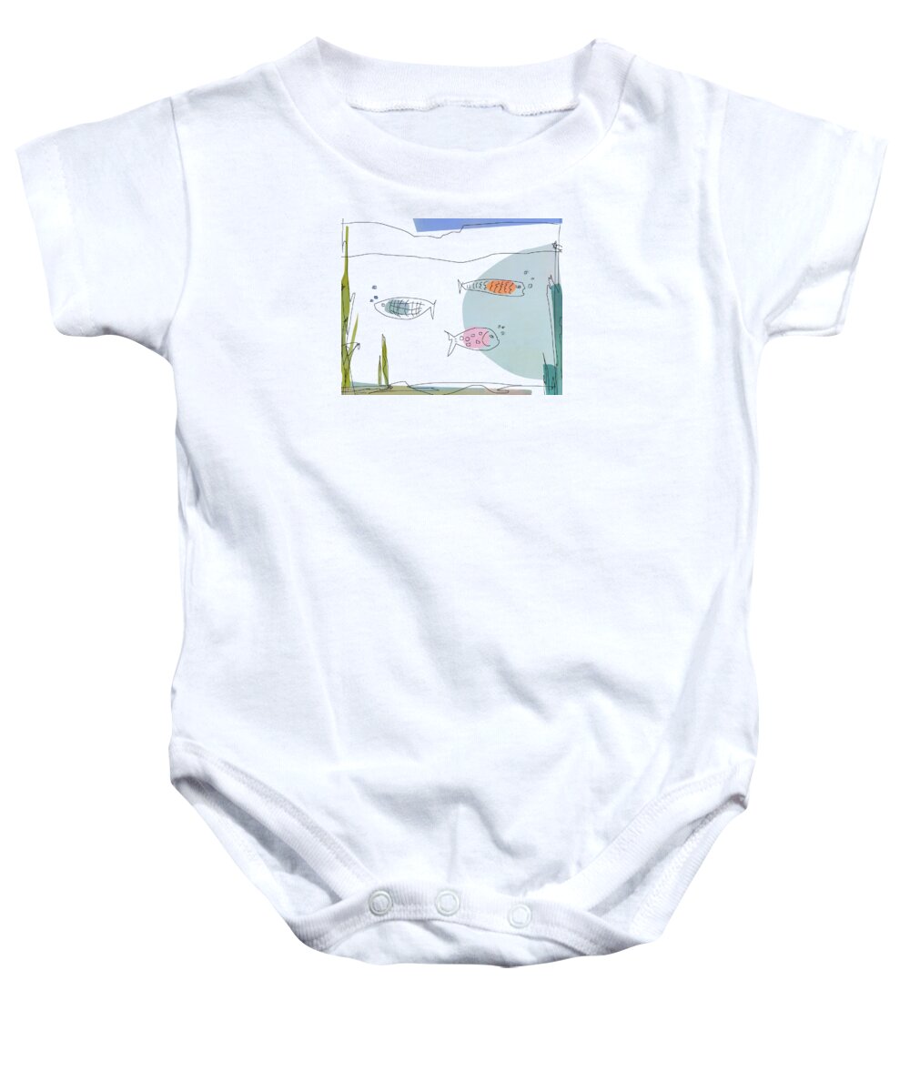 Fish Baby Onesie featuring the digital art 3 Fish Swimming in the Ocean by Jacquie Gouveia
