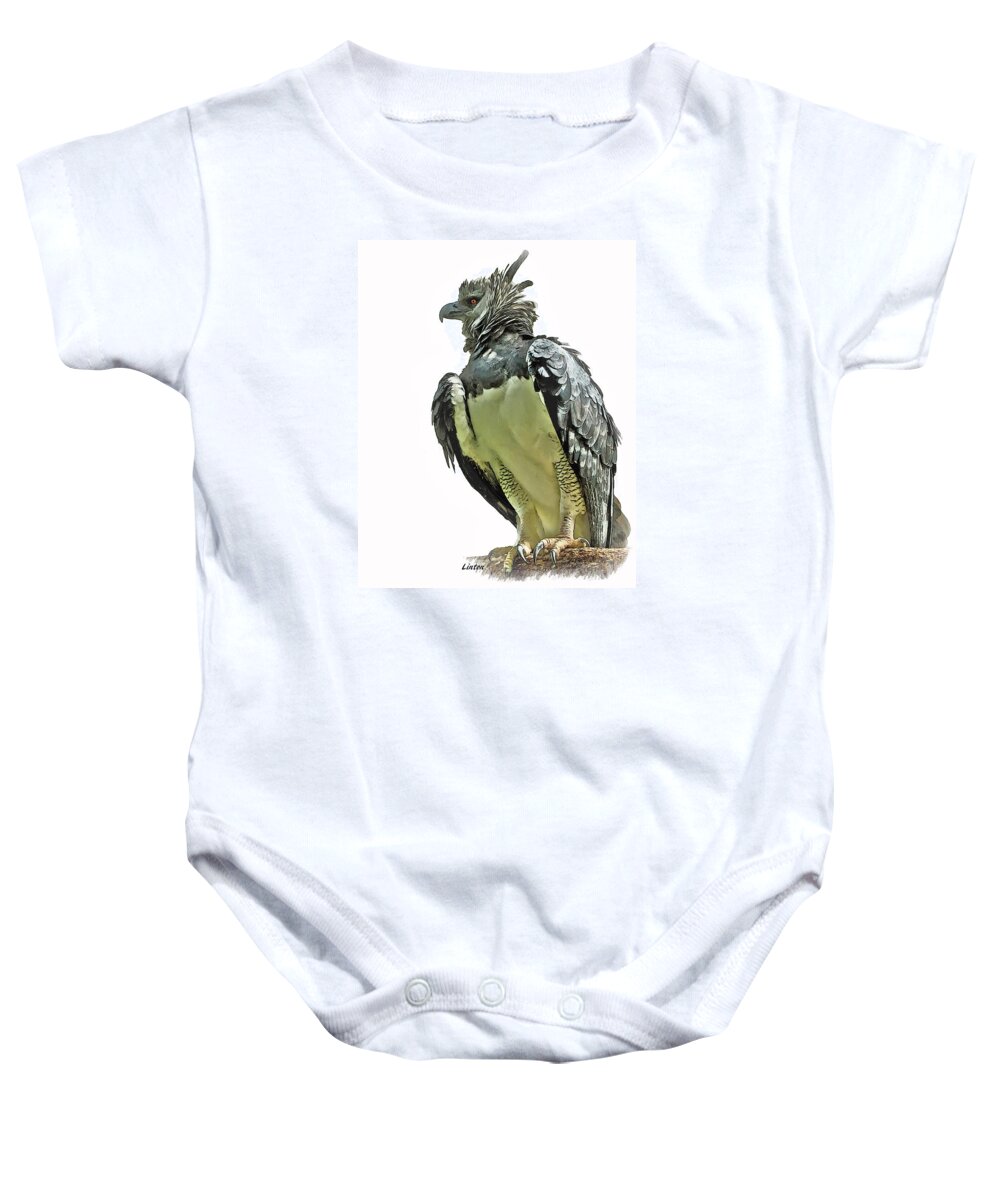 Harpy Eagle Baby Onesie featuring the digital art Harpy Eagle by Larry Linton