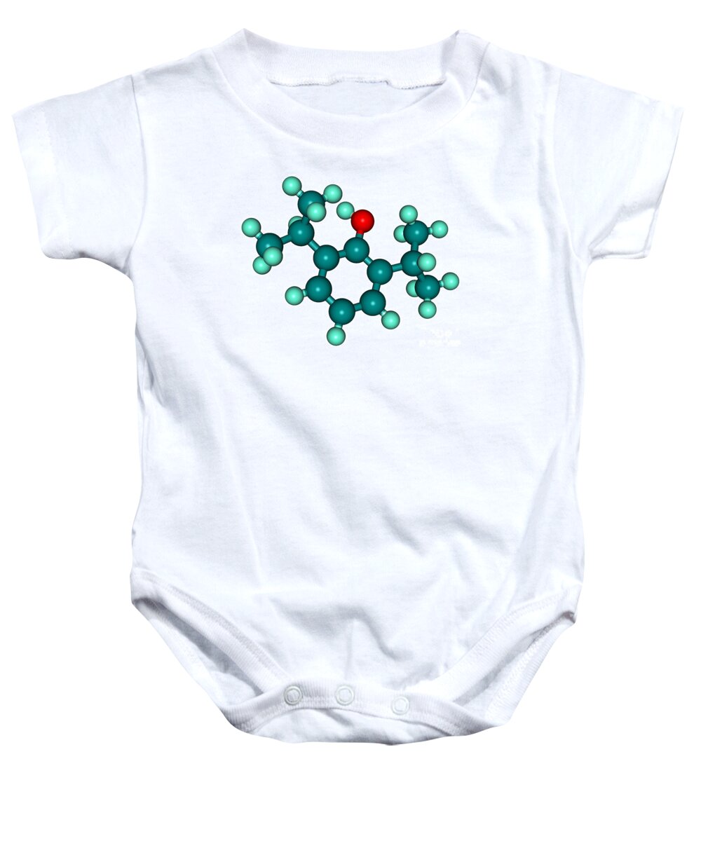 Molecular Baby Onesie featuring the photograph Propofol Diprivan Molecular Model #4 by Scimat