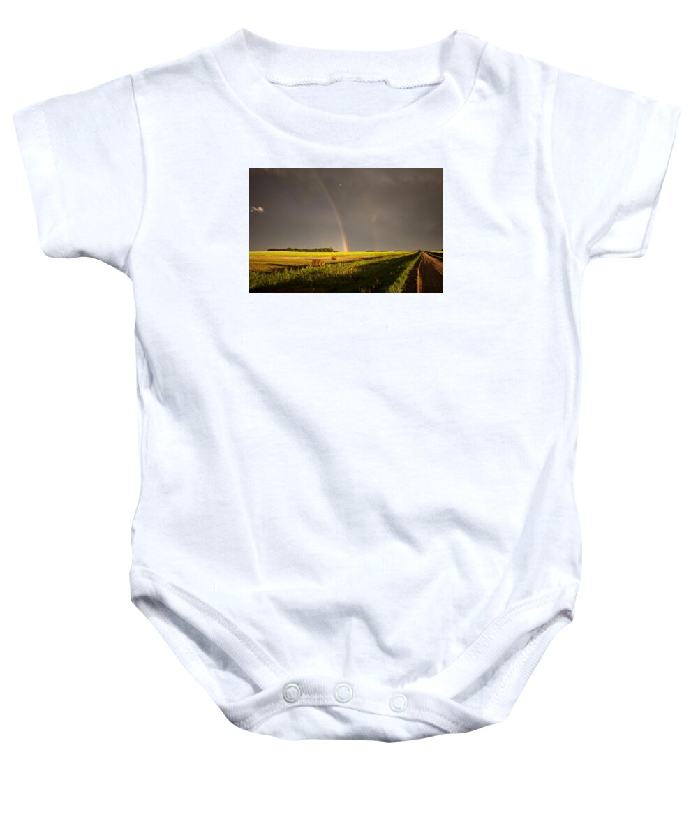 Landscape Baby Onesie featuring the photograph Storm Clouds Prairie Sky #4 by Mark Duffy