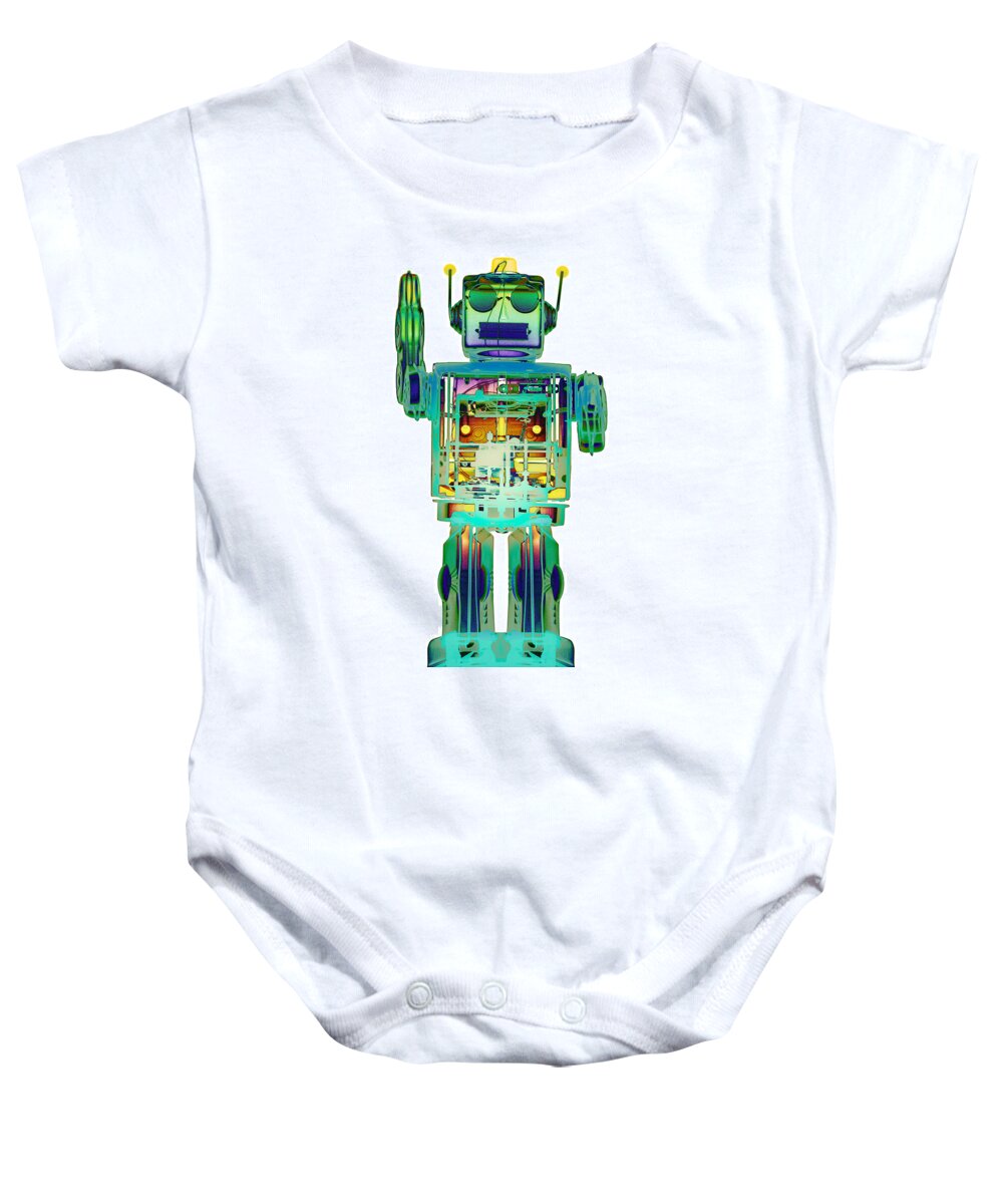 X-ray Art Baby Onesie featuring the photograph 4N0D3X-ray Robot Art by Roy Livingston