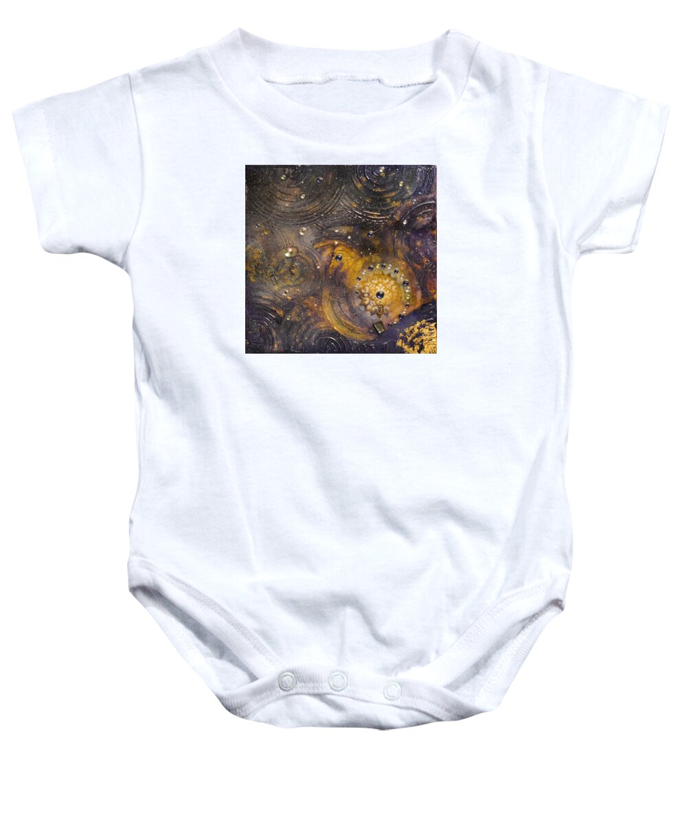 Cosmos Baby Onesie featuring the mixed media Reaction by MiMi Stirn