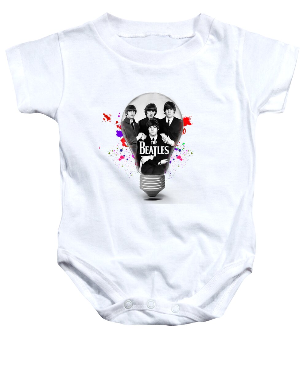The Beatles Baby Onesie featuring the mixed media The Beatles Collection #53 by Marvin Blaine