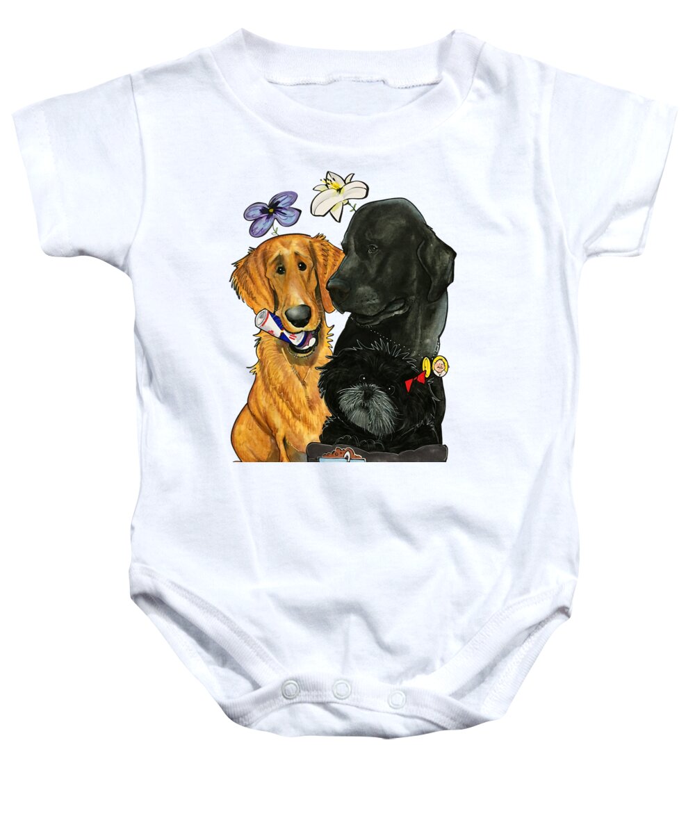Pet Portrait Baby Onesie featuring the drawing 7-1396 Scallon by Canine Caricatures By John LaFree
