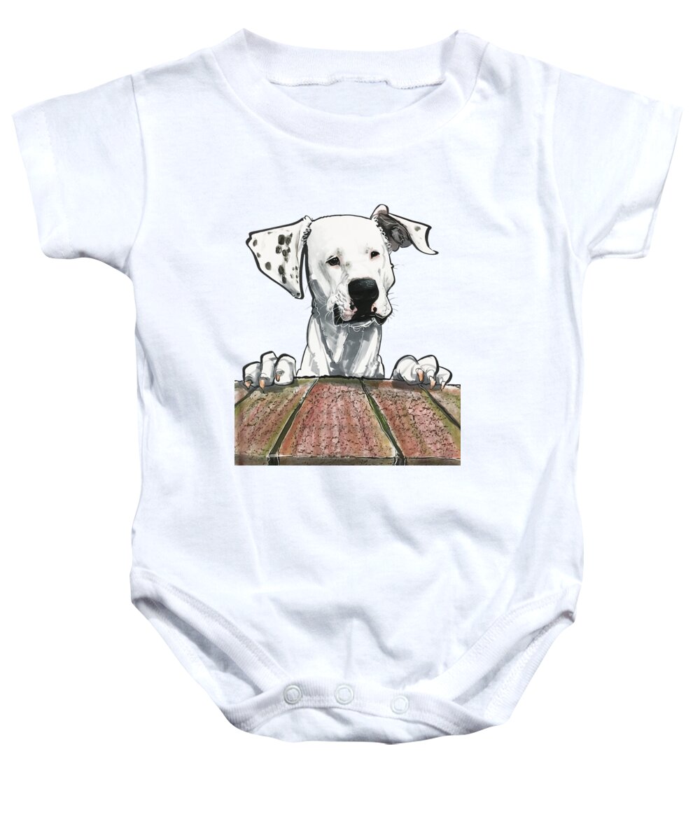 Dalmatian Baby Onesie featuring the drawing 7-1403 McCollum by Canine Caricatures By John LaFree