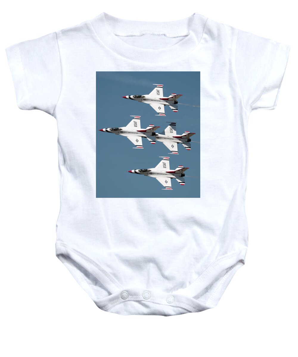 Usaf Baby Onesie featuring the photograph USAF Thunderbirds #7 by John Freidenberg