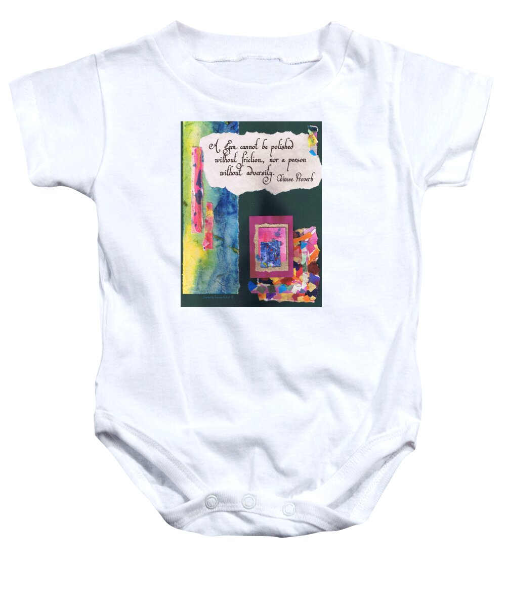 Abstract Baby Onesie featuring the painting A gem cannot be polished without friction by Tamara Kulish