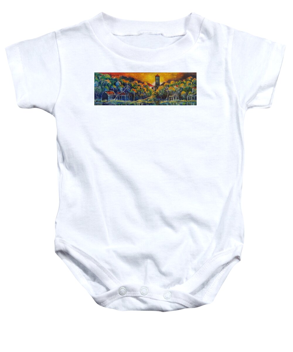 Perth Baby Onesie featuring the painting A golden day by Jeremy Holton