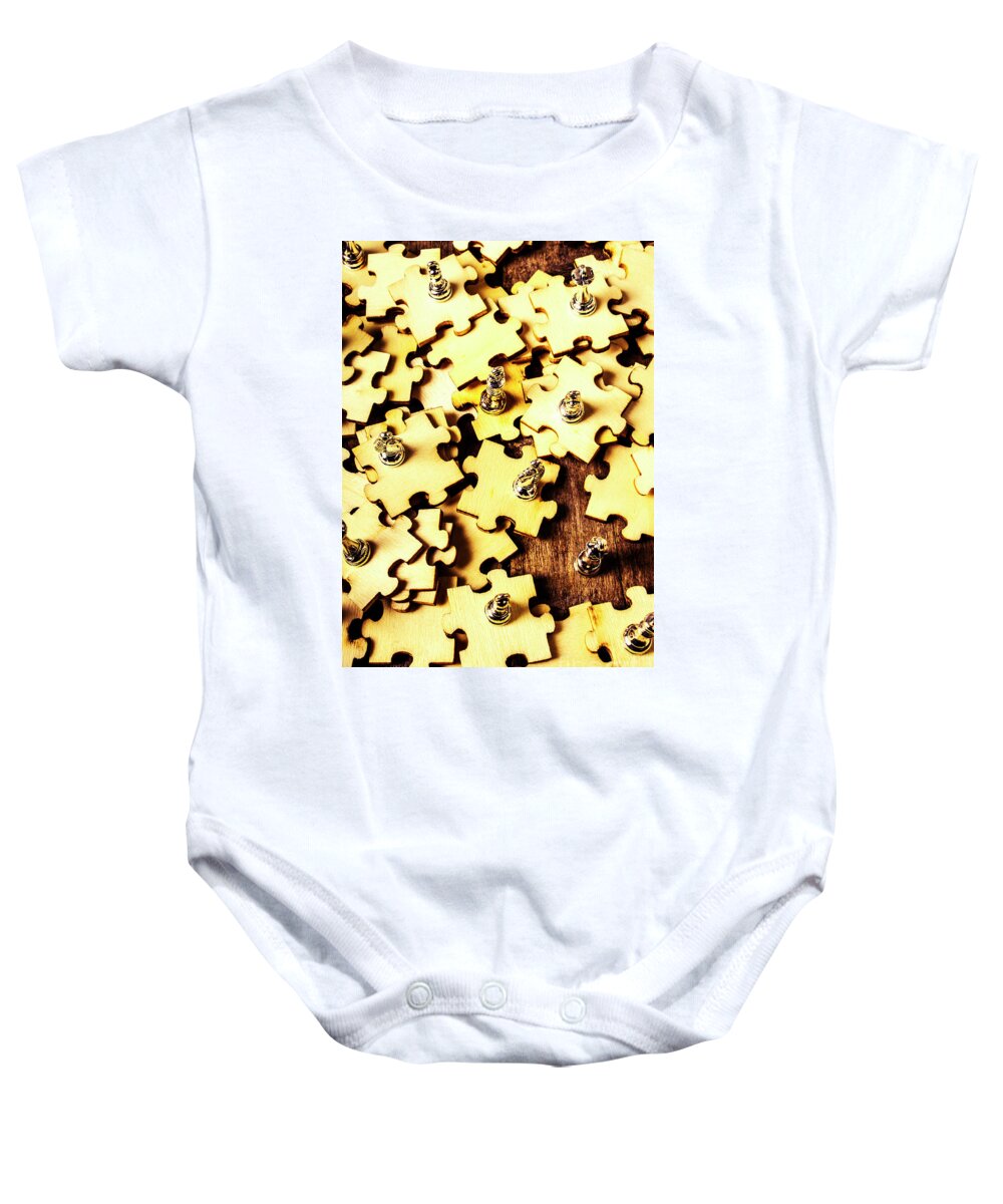 Strategy Baby Onesie featuring the photograph A jigsaw in conquest by Jorgo Photography