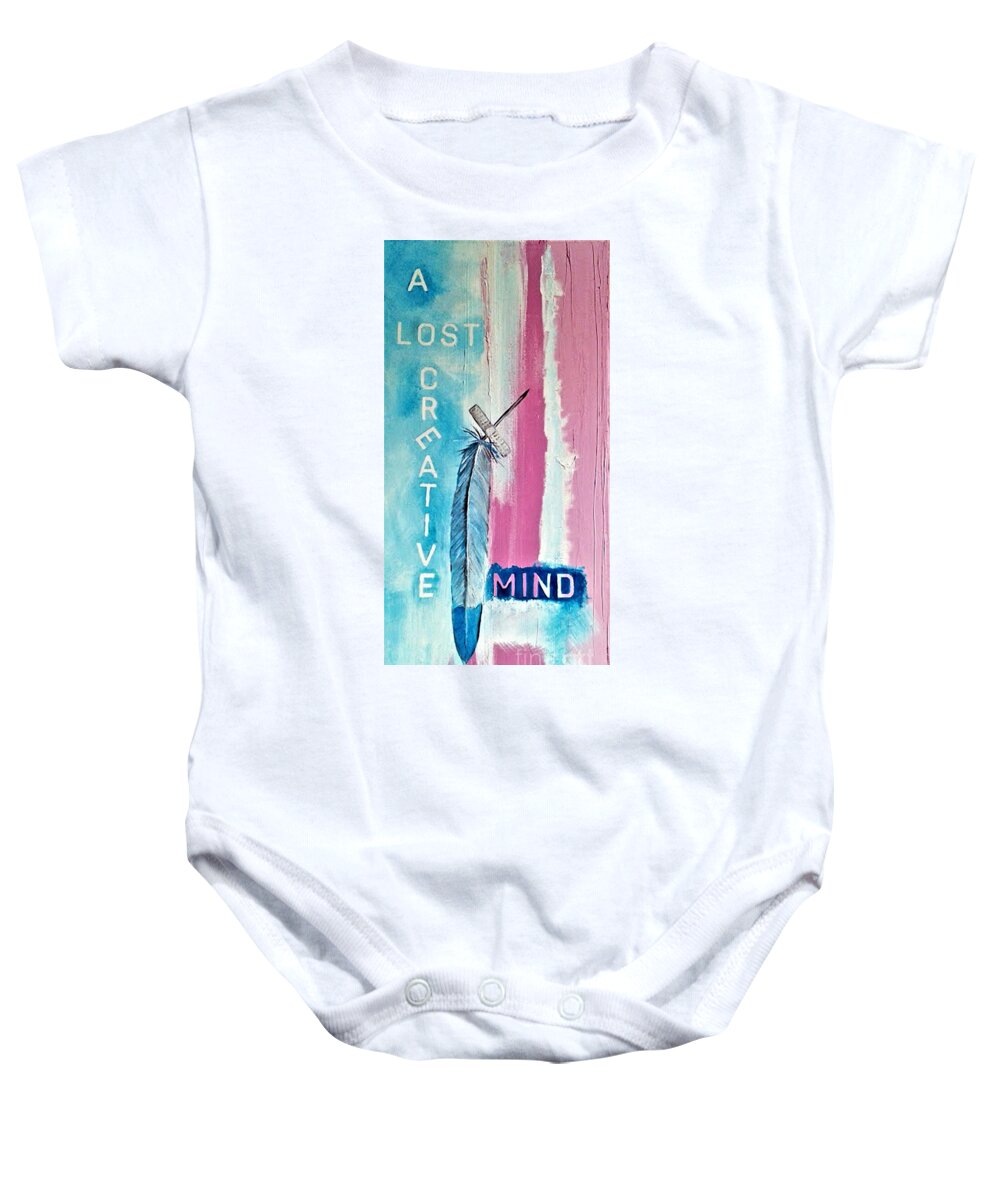 Lost Baby Onesie featuring the painting A Lost Creative Mind by Tracey Lee Cassin