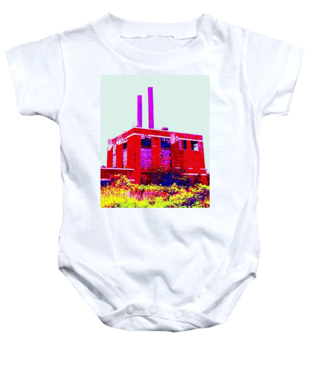 Old Abandoned Electric Plant Baby Onesie featuring the photograph Abandoned Industrial Power Plant No 2 by Peter Ogden