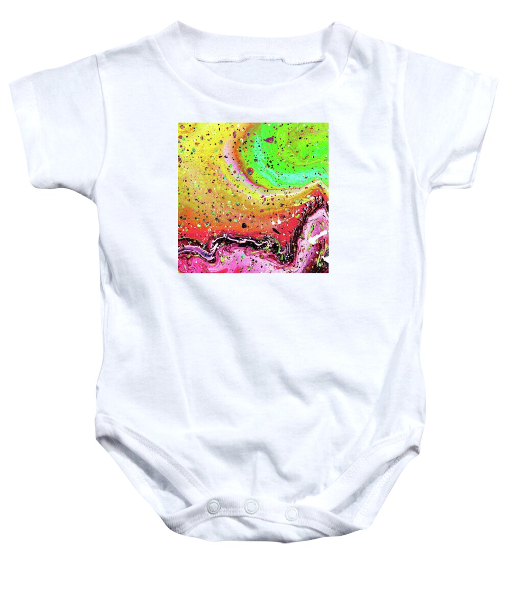 Abstract Baby Onesie featuring the mixed media Abrosia by Meghan Elizabeth