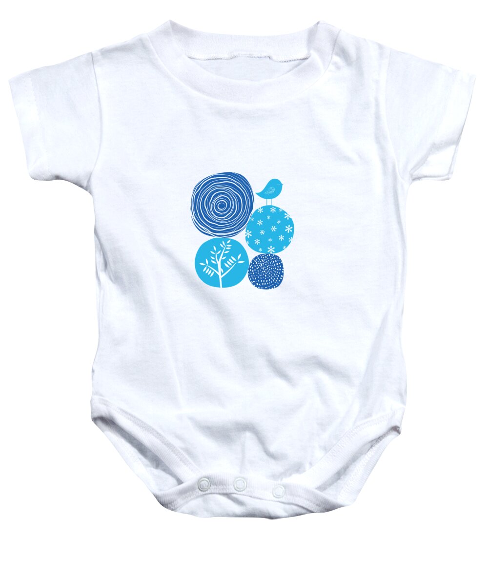 Nature Baby Onesie featuring the digital art Abstract Nature Blue by BONB Creative